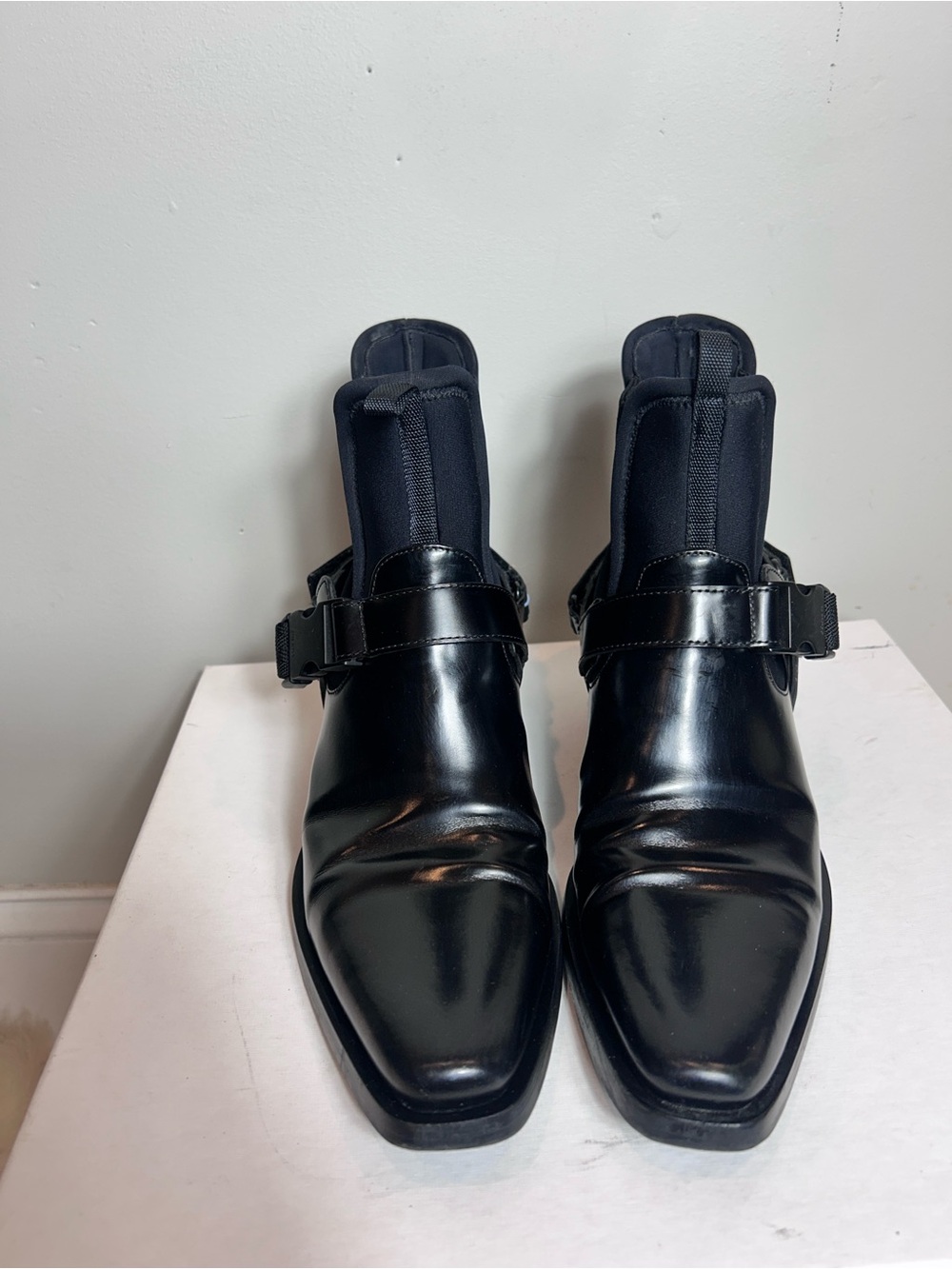 Prada Black Leather Neoprene Boot with Removable Harness Strap - Picture 3 of 8
